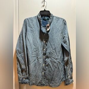 NWT LAUREN Ralph Lauren Denim Top Size L